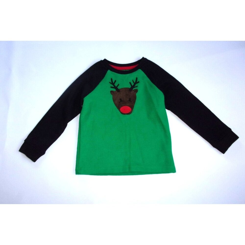 Lightning Bug Kids Christmas Reindeer Long Sleeve Shirt Green 3T NWT $30